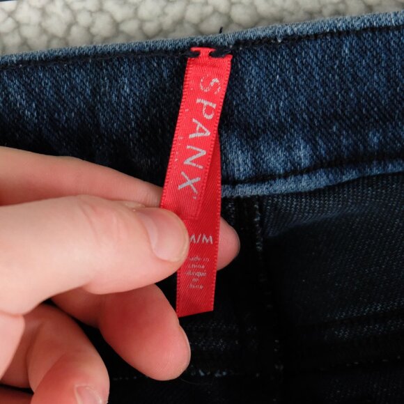 Spanx Jeggings Womens Medium Blue Stretch Dark Wash Tapered - Picture 9 of 10